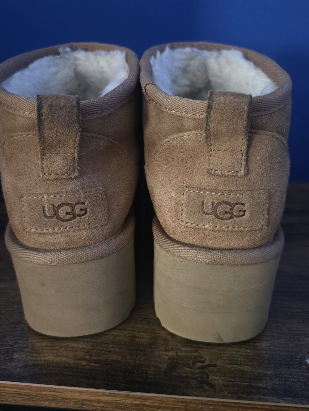 UGG Tan Suede Shearling Cuff Ankle Booties